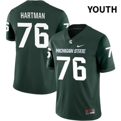 Youth Michigan State Spartans NCAA #76 Andy Hartman Green NIL 2022 Authentic Nike Stitched College Football Jersey NI32D76ON